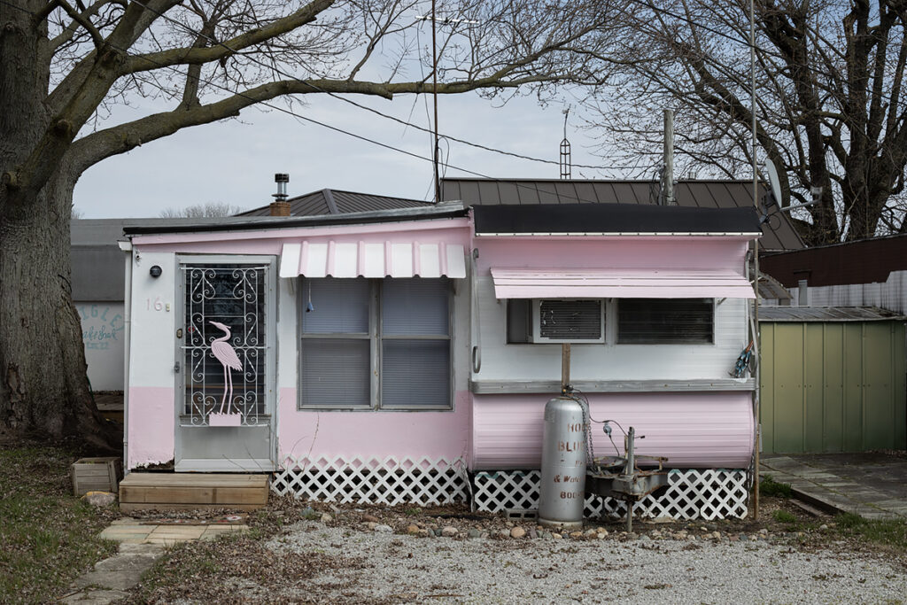 Kay Westhues, Lake Cottage (pink), Big Barbee Lake, IN, from the series Mostly Indiana